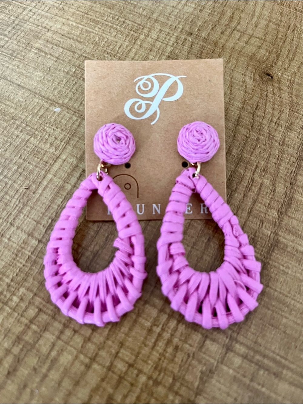 Plunder Pink Woven Teardrop Dangle Earrings